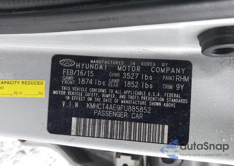 2015 Hyundai Accent Gls from USA, damaged, VIN KMHCT4AE9FU885852